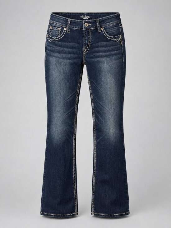 Silver Jeans Co. Denim - Silver Suki Womens 30 x 32 Jeans Bootcut Dark Wash Contrast Stitching Blue Denim